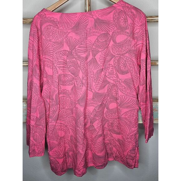 Icantoo Pink Lightweight Tunic with abstract doodle design size Large - Picture 2 of 10